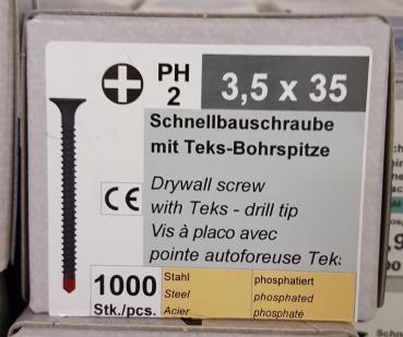 Reisser Schnellbauschrauben 3,9 x 35 mm Teks-Bohrspitze PH 2 (VE 1000)
